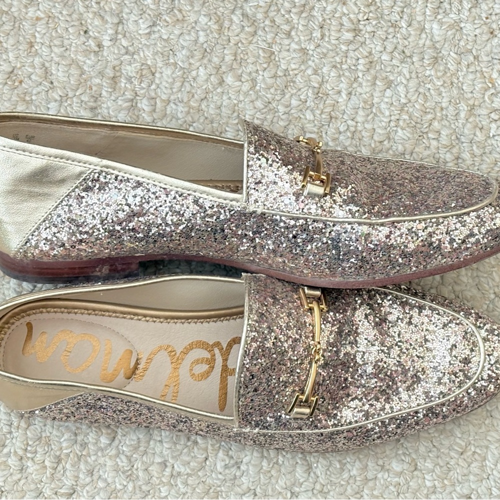 Sam Edelman Loraine Glittery Gold Flats Size 10